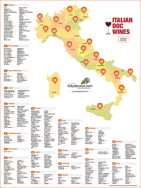Italian Wine Region DOC Map 